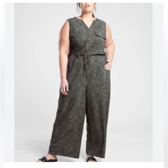 Athleta Jumpsuite Topanga Printed Viper black Active Lesuire 2X Travel Plus - Picture 1 of 10